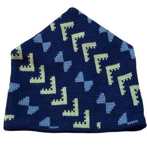 Smiley unisex 100% pure wool with fleece lining Geometric Patterned Beanie